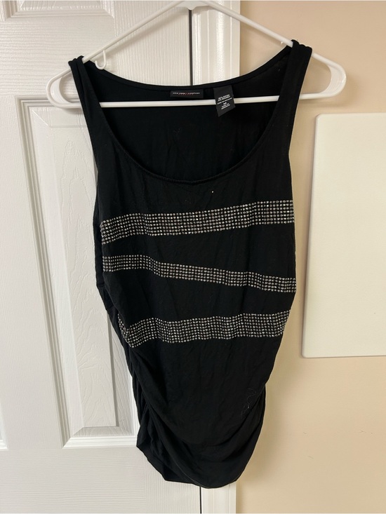 New York & Company Tops - New York & Company Black Tank Top Horizontal Rhinestones Y2K style